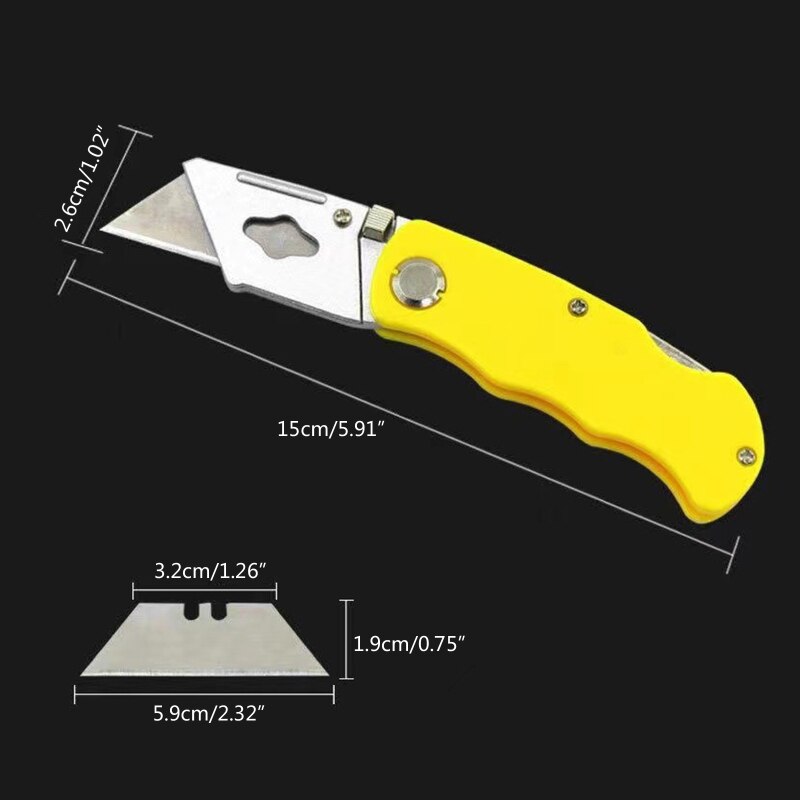 A9LB Foldable Box Cutter with 5 Replaceable Blades for Hobbies Diy Projects Cardboard Cutting Rubber Leather PVC Anti-rust
