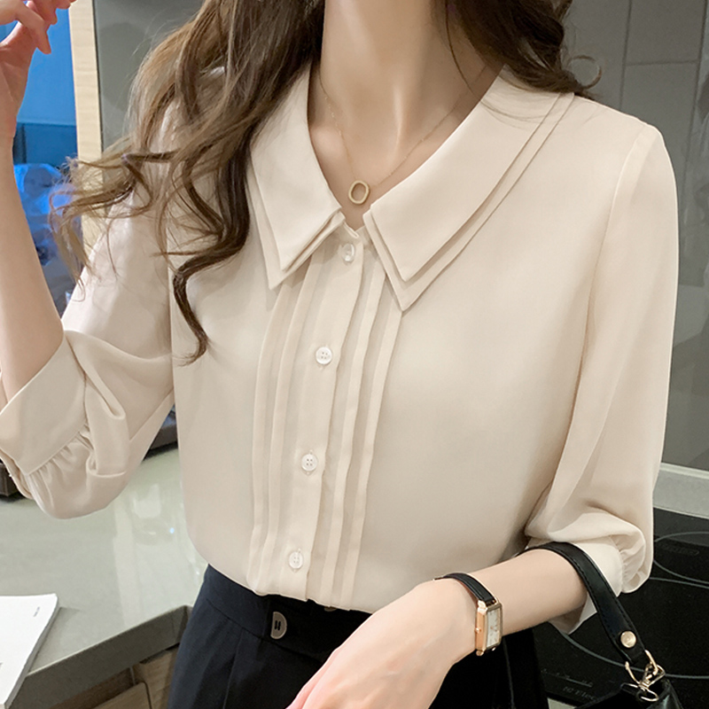 Blusa De gasa De manga corta para verano, camisa De para Mujer, D328,