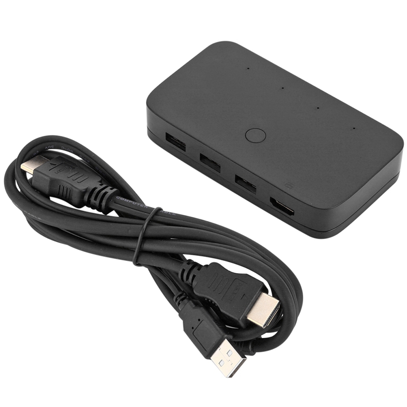 KVM Switch 4 Port Switch 4 in 1 Out KVM USB Switch Box Shared Keyboard Mouse and Monitor for PC PS4: Default Title