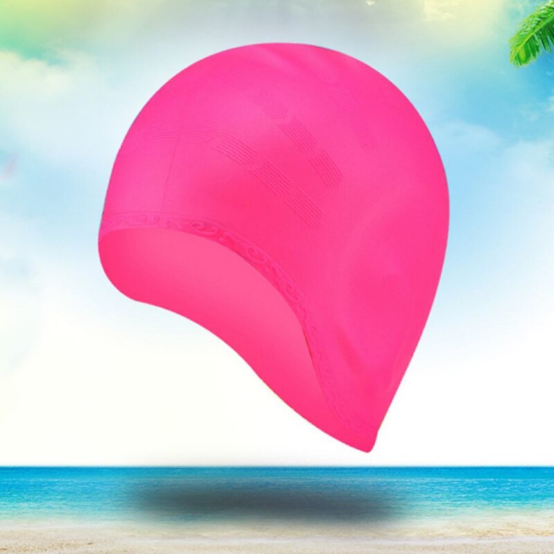 Mujeres Hombres niños natación piscina agua deporte impermeable silicona buceo natación gorro largo protección oreja taza gorros de baño, sombrero
