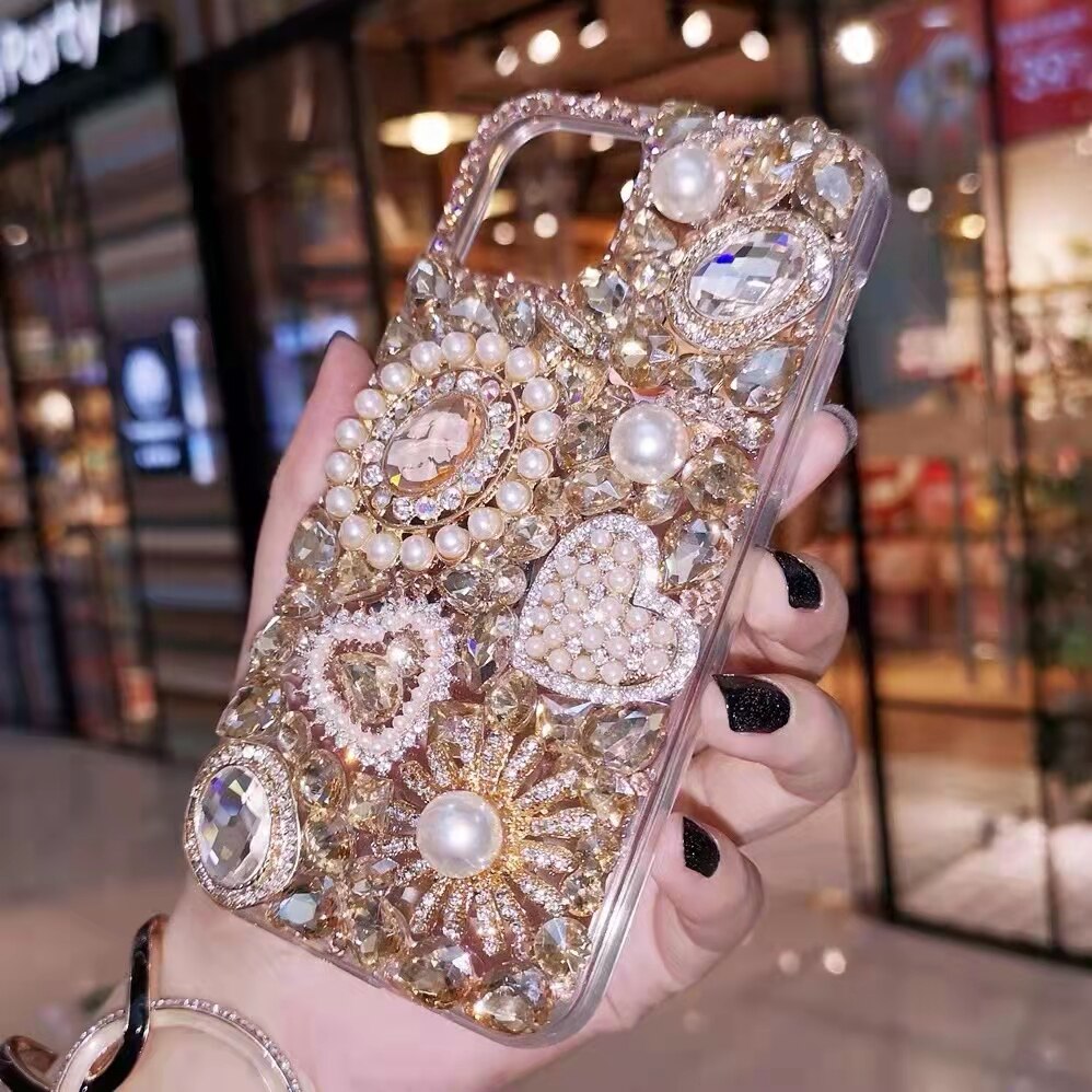 Sunjolly Diamond Case Voor Oppo F17 A53 A32 Reno4 Pro A93 4G Realme C11 C12 C15 Bling Champagne strass Telefoon Cover Coque