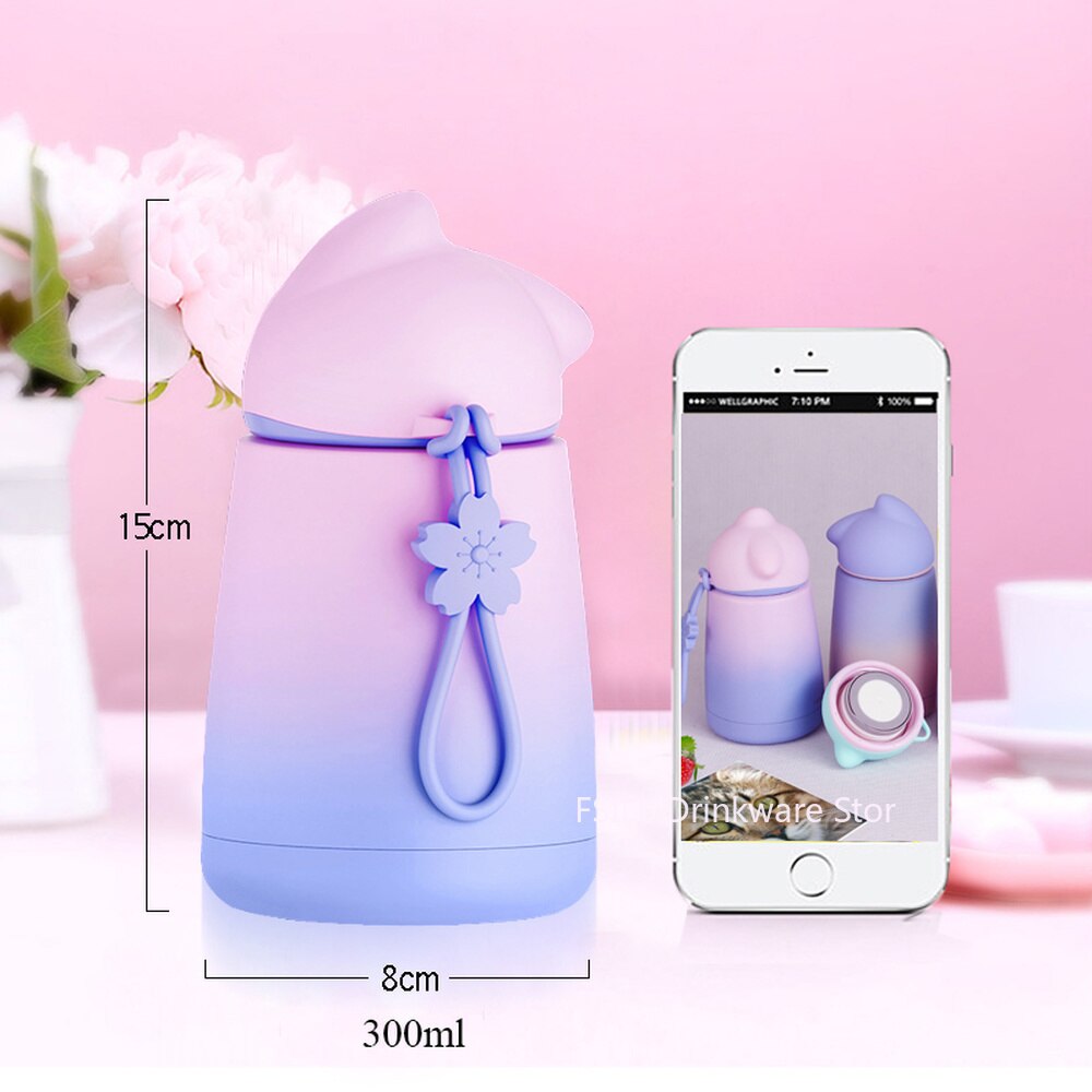 Termo de acero inoxidable para Gato , taza térmica para bebé, botella de agua para niño, termo de gato de dibujos animados, termos para niño