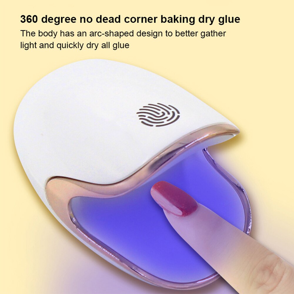 Lámpara de secado rápido para uñas, uñas de Gel de 6W Q6 minisecador, 3LED UV, botón táctil, actualización de carga tipo C, manicura