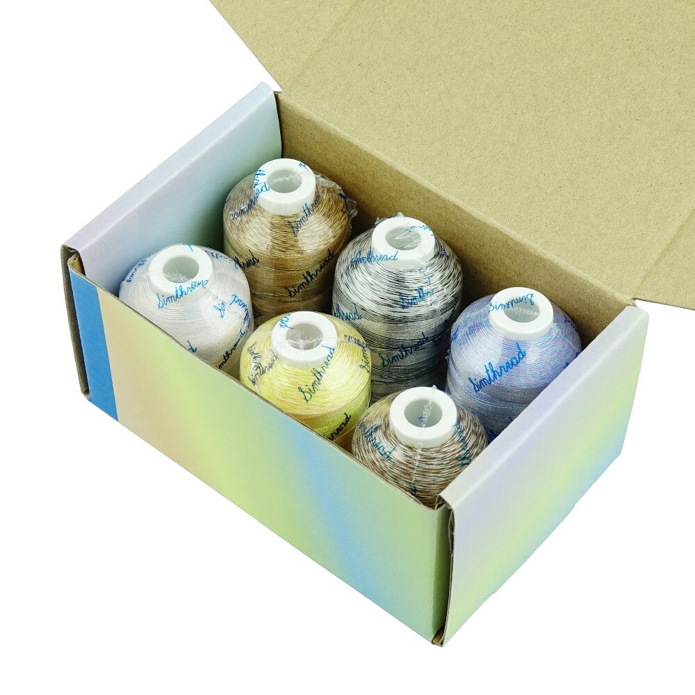Simthread Polyester Multi-colored Embroidery Machine Thread 6 Colors/Kit, 1,100 yards/spool