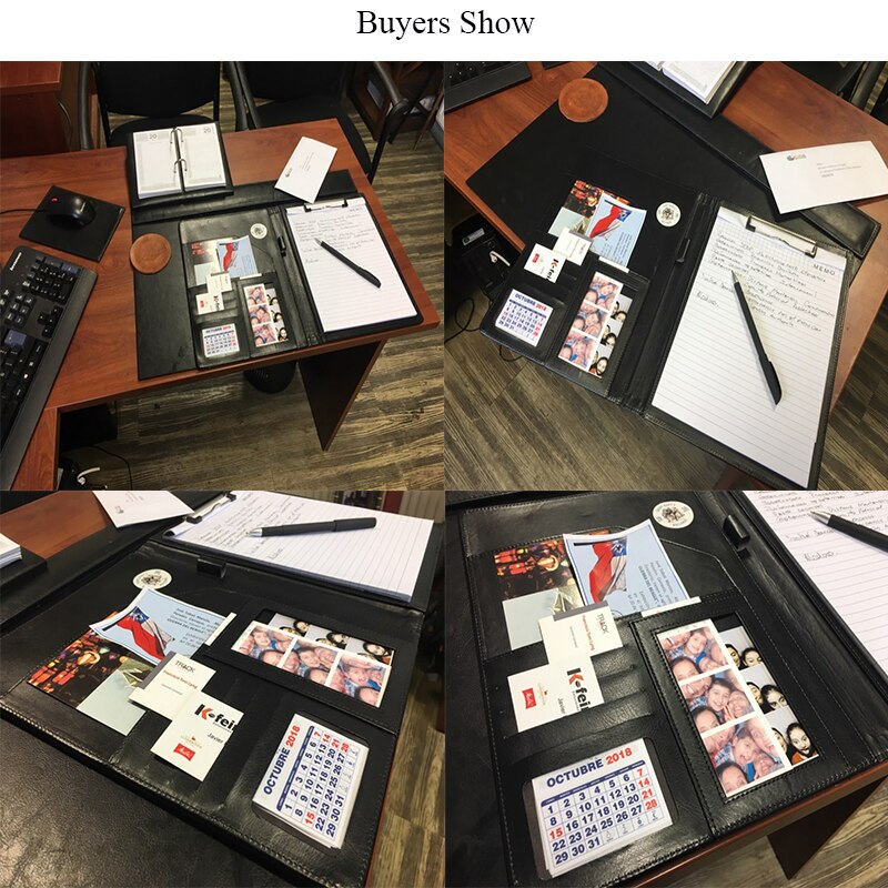 Étui de rangement A4 en cuir PU Business Padfolio, classeur Vintage Business Manager, dossier de bureau avec calculatrice