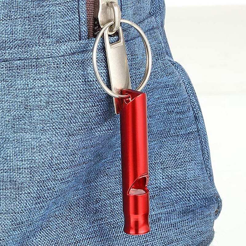 5PCS Fischietti s Formazione Fischietti di Alluminio Multifunzionale Di Sopravvivenza Di Emergenza Fischietti Keychain per il Campeggio Trekking Sport All'aria Aperta