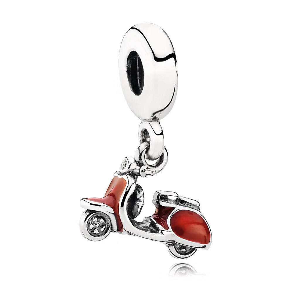 2019 NUOVO 100% 925 Sterling Silver Spring Perle di Vetro Fantasma Elephant Stampe della Zampa Cucciolo ROSSO di Fascino Del Fiore Dei Bambini Dei Monili Delle Donne regalo: 3