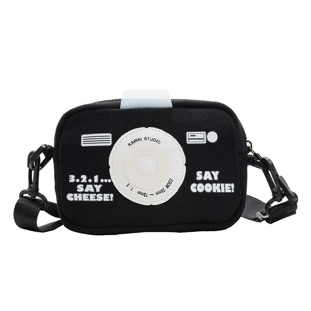 Kids Messenger Bags Canvas Camera Tas Wilde Portemonnee Meisjes Accessoires Tas Cool: Black