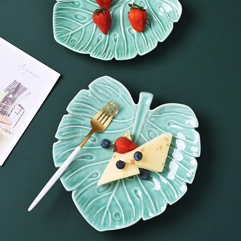 Leaf Shape Ceramic Dessert Tray Food Serving Tray Food Tray Food Container Dessert Plate for Banquets Restaurant Party