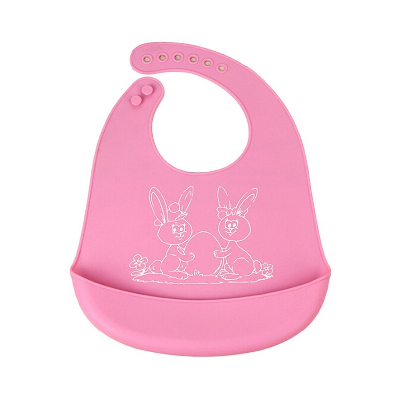 Été réglable imperméable bavoir dessin animé imprime enfants silicone bavoir bébé bavoir enfants bébé outils d'alimentation garçon fille bavoirs tablier: pink