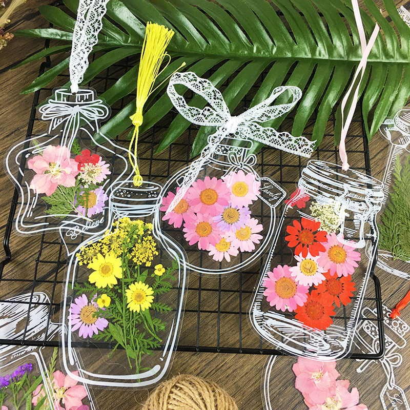 20/12PCS/Set DIY Bookmark For Students Transparent Wishing Bottle Shape Bookmark Scrapbook Sticker Material Small
