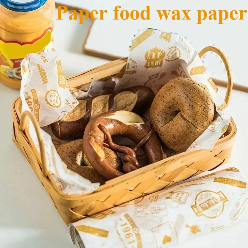 50Stck/1viel Wachs Papier Lebensmittel Verpackung Geschenkpapier Lebensmittel Klasse Fett Papier für Brot Sandwich Burger Ölpapier backen Werkzeug backen