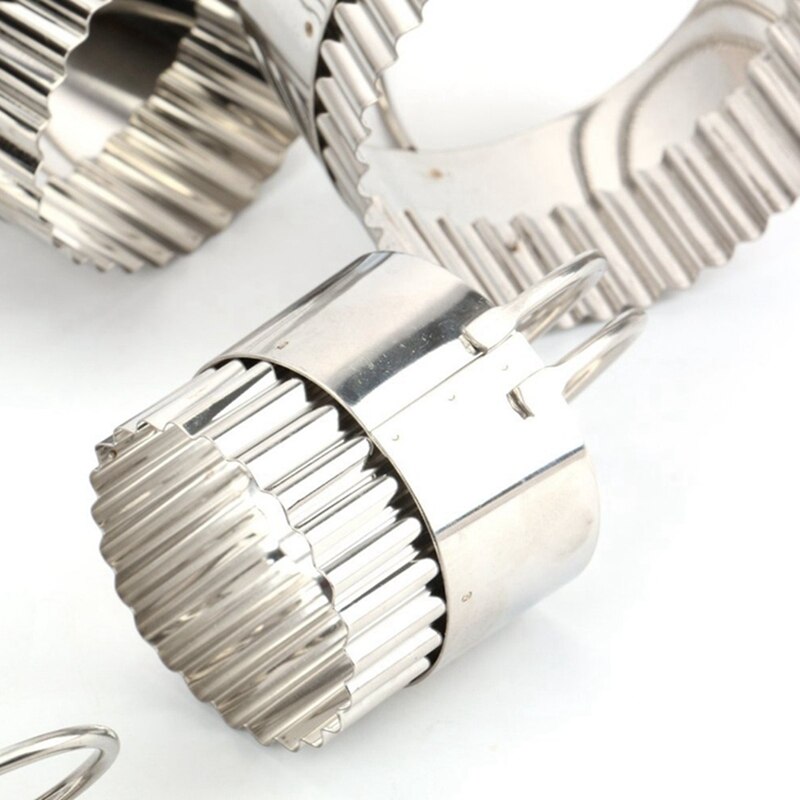 5Pcs/Set Round Wave Stainless Steel Cookie Cutters With Handle Pie Fondent DIY Cake Cutter Biscuit Scones Pasty Kitchen Tools