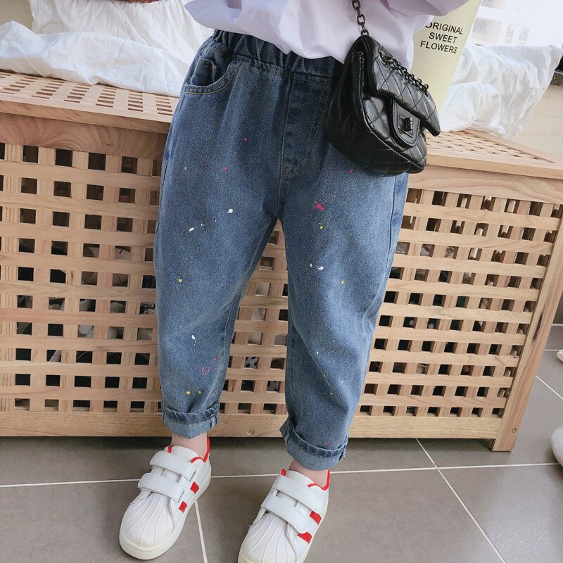 Casual Loose Kids Denim Pants Spring Autumn Elastic Waist Girls Boys Jeans 1-6 Years Old Children Trousers: 6T