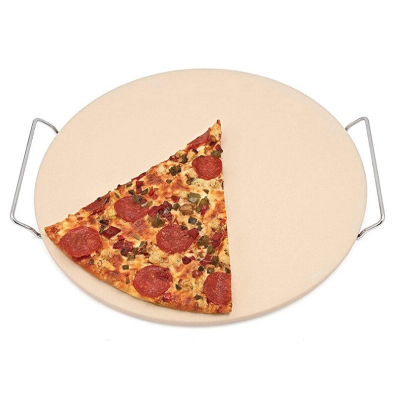 13 Inch Pizza Extra Dikke Steen Voor Bakken Pizza Gereedschap Oven & Bbq Grill Bakken Slab Keuken Brood Lade Met ondersteuning Frame