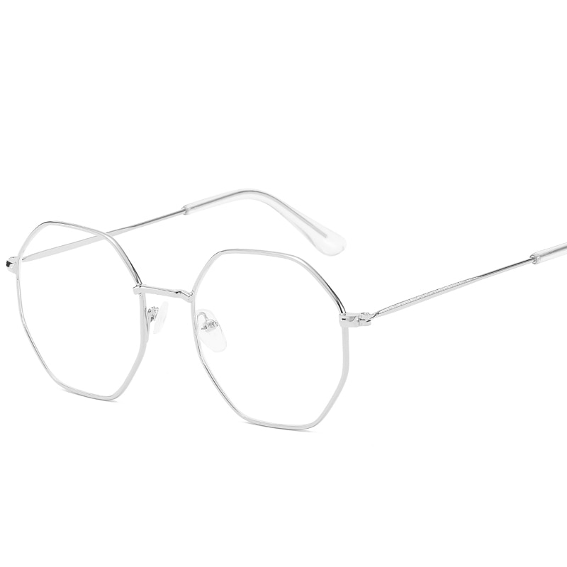Hombres Vintage Anti-Luz Azul hexagonal gafas lentes de mujeres miopía óptica espejo Metal Simple Anti-azul gafas transparentes marcos