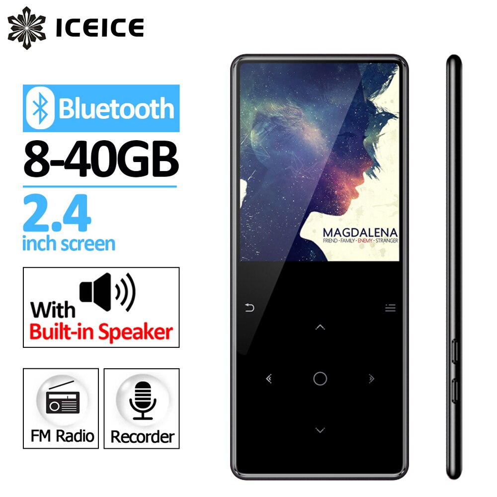 ICEICE C6 Bluetooth 2,4 "Pantalla táctil llaves MP3 jugador Bulit-in altavoz con Radio FM grabación Slim sin pérdidas sonido de alta fidelidad Walkman