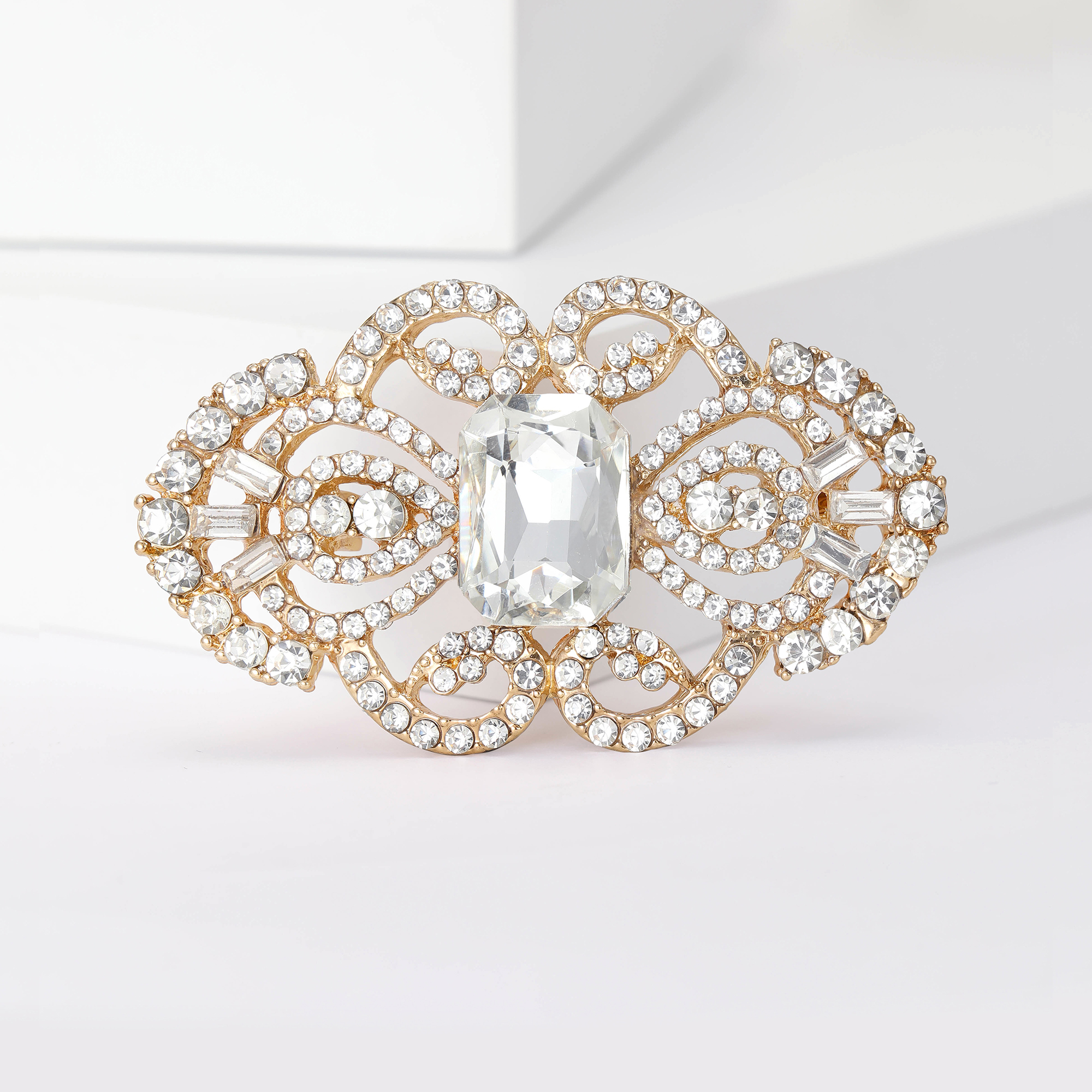 Bryllup brudekjole rhinestone blomsterbrosjer til kvinner blomsternåler kontor fest venn smykker tilbehør: Lys gul farge