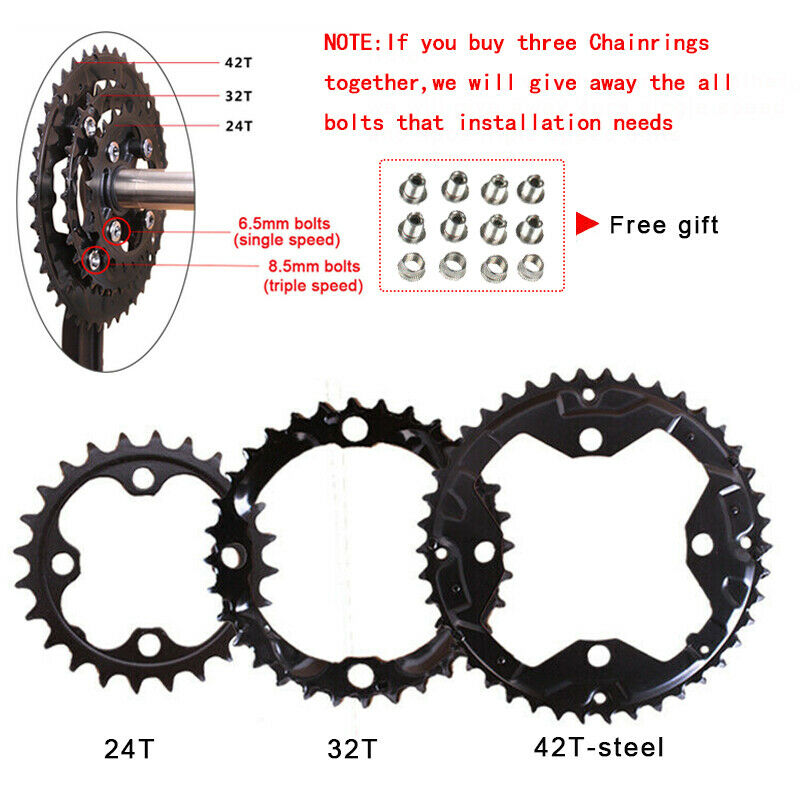 104/64BCD Kroon 3*10 speed 2*10 speed Fiets Kettingblad Dubbele Triple Fiets Kettingwiel 22/26/32/38/42 T MTB Kettingblad Fiets Deel: WIT