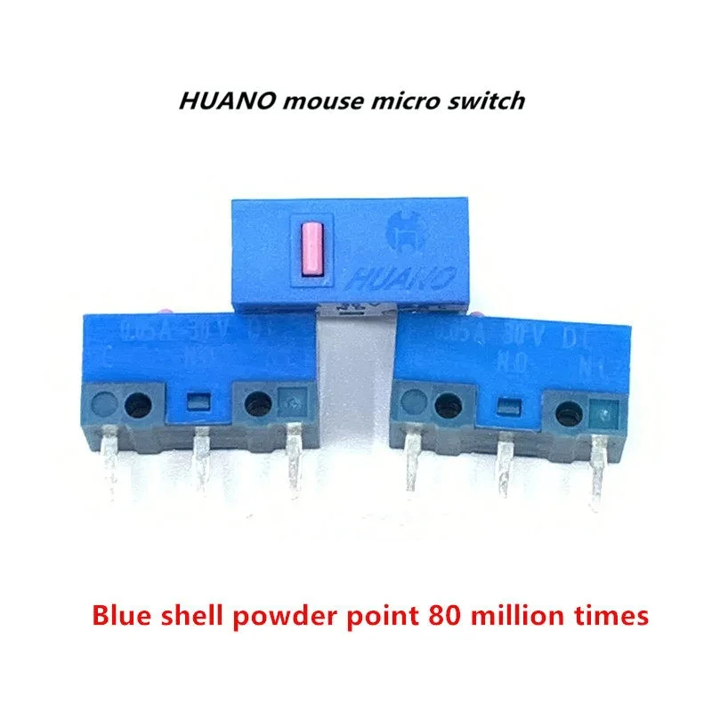 1Pcs Authentic HUANO mouse micro switch button white yellow blue pink green dot blue shell white dot General 3-pin switch: Blue