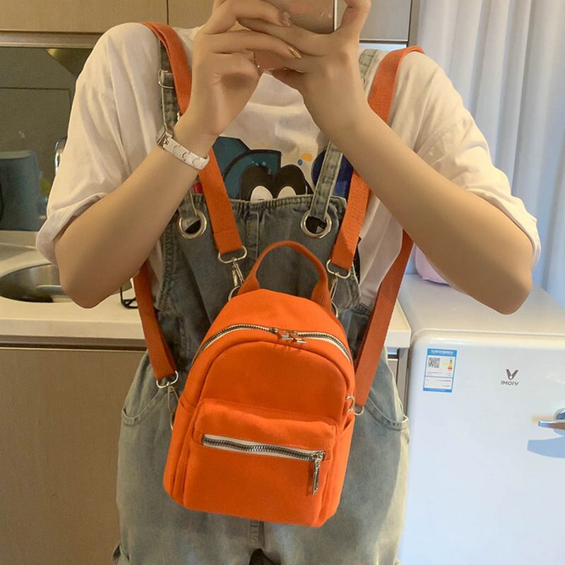 Mini Mochila pequeña de lona para mujer, bolsos de hombro tipo bandolera de lona de colores caramelo, riñonera para teléfono, 7048