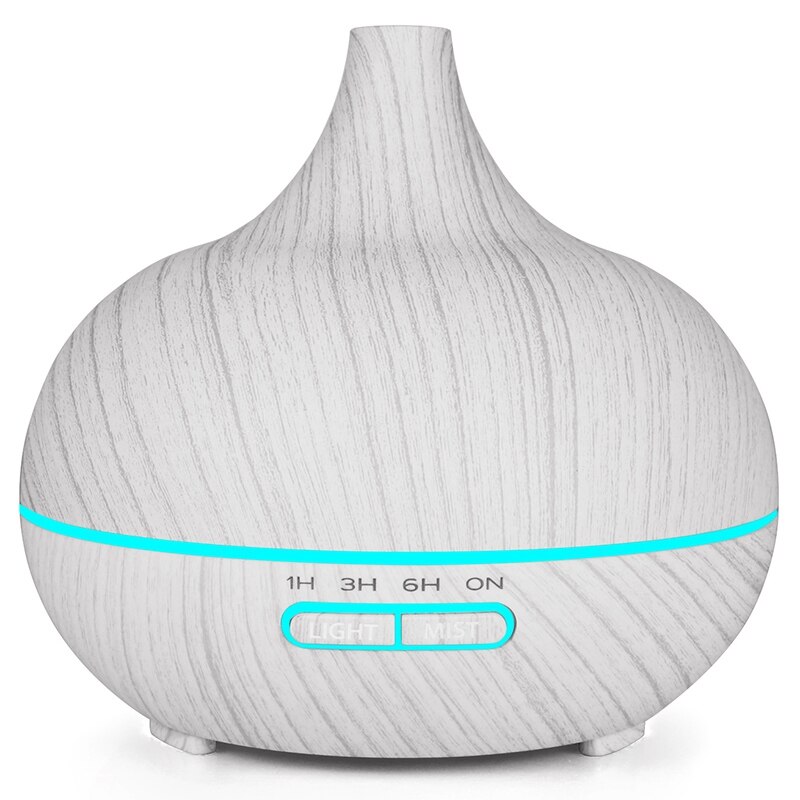 400Ml Ultrasonic Electric Air Humidifier Aroma Oil Diffuser White Wood Grain 7 Colors Led Lights for Home