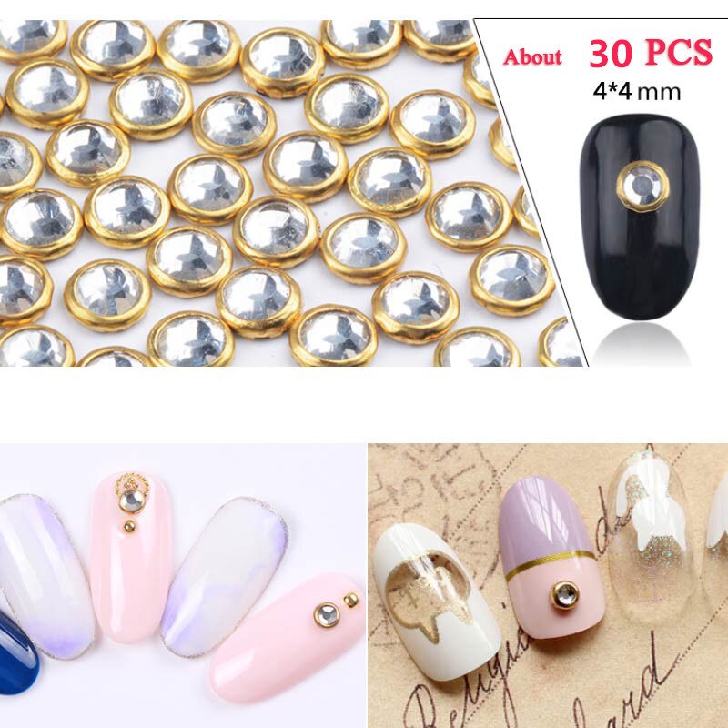 4mm färgglada halvrunda pärlor metall strass diy nagelkonst dekoration naglar pärlor skönhet glitter 50 st: Runda