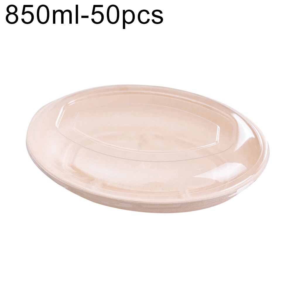 50Pcs Disposable Round Oval Bowl Kitchen Salad Snacks Picnic Container with Lid: 850ml Oval Bowl Lid