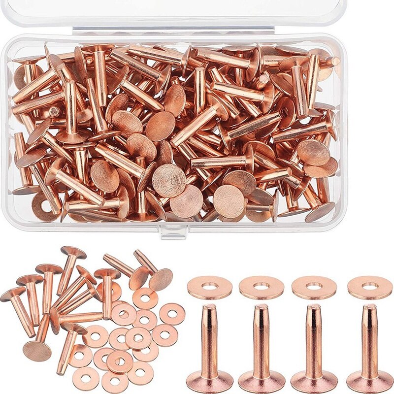 100 Sets Copper Rivets And Burrs Washers Leather Copper Rivet Fastener For Belts Wallets Collars Leather 5/8 Inch: Default Title