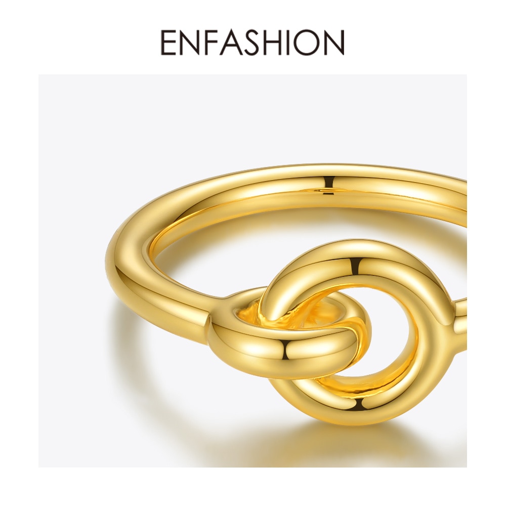 ENFASHION Interlock Rings For Women Gold Color Geometric Circle Ring Jewelry Friend Anillos Mujer R204052