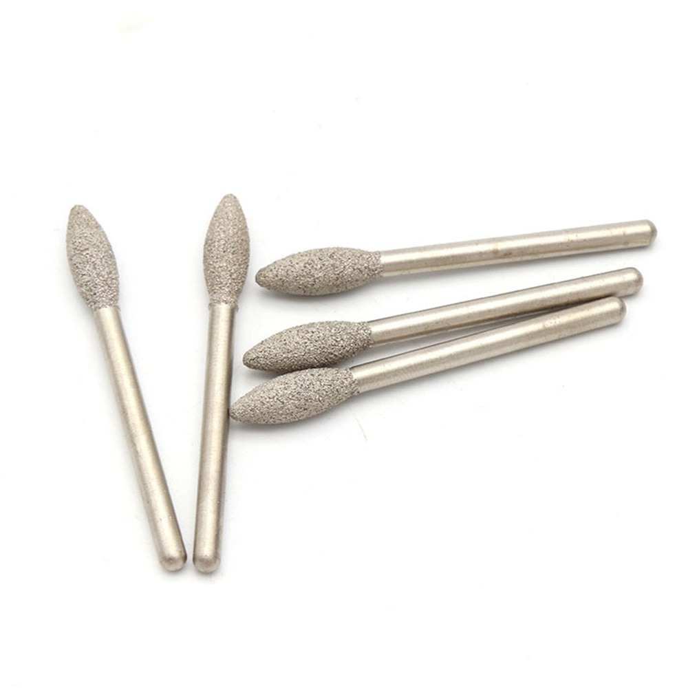 3/4/5/6mm Brazing Diamond Burrs Grinding Bits 1/8'' Shank for Dremel Engraving 1/5/10PCS