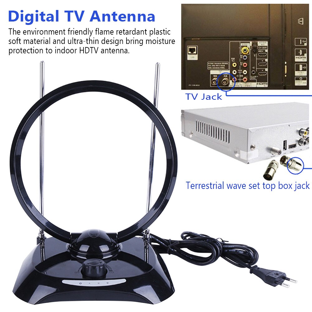 HD With Amplifier Easy Install Coax Cable Signal Booster Broadcast For Digital TV VHF UHF Home Local Channels Indoor Antenna
