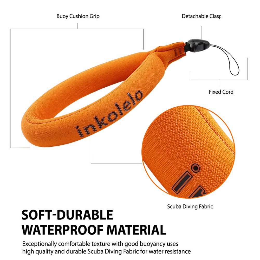 Inkolelo vanntett kamera flytestropp universal flytende håndleddsstropp for undervanns gopro nikon canon fujifilm olympus mobil