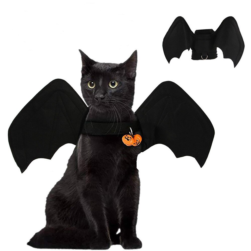 Ropa plegable para mascotas, disfraz de Halloween, alas de murciélago, gato, perro, gato, vestidos de Navidad para gatos