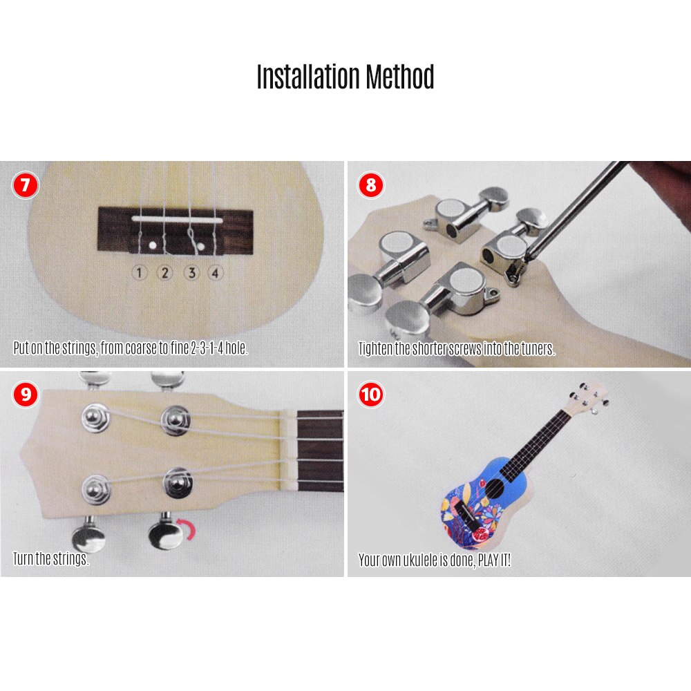 21 Inch Unfinished DIY Ukulele Ukelele Uke Kit Composite Board Body Basswood Neck Plastic Fingerboard Bridge Nylon Strings