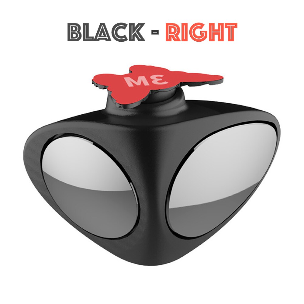 Double Mirror for blind zone on regular car side mirrors, dead zone mirror, spherical car mirror: Black-Right