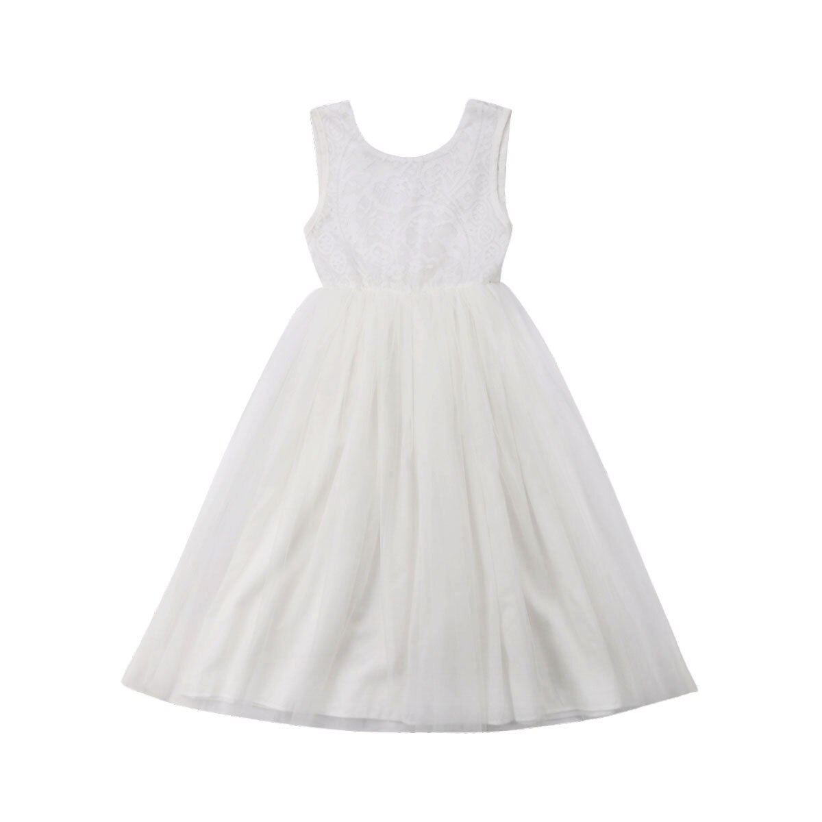 Festa di Nozze Abiti Per Bambini Per Le Ragazze Del Bambino Del Bambino Delle Ragazze di Fiore Del Merletto Chiffon Abito Da Damigella D'onore Della Principessa Del Bambino Vestiti Delle Ragazze: WHITE / 4T