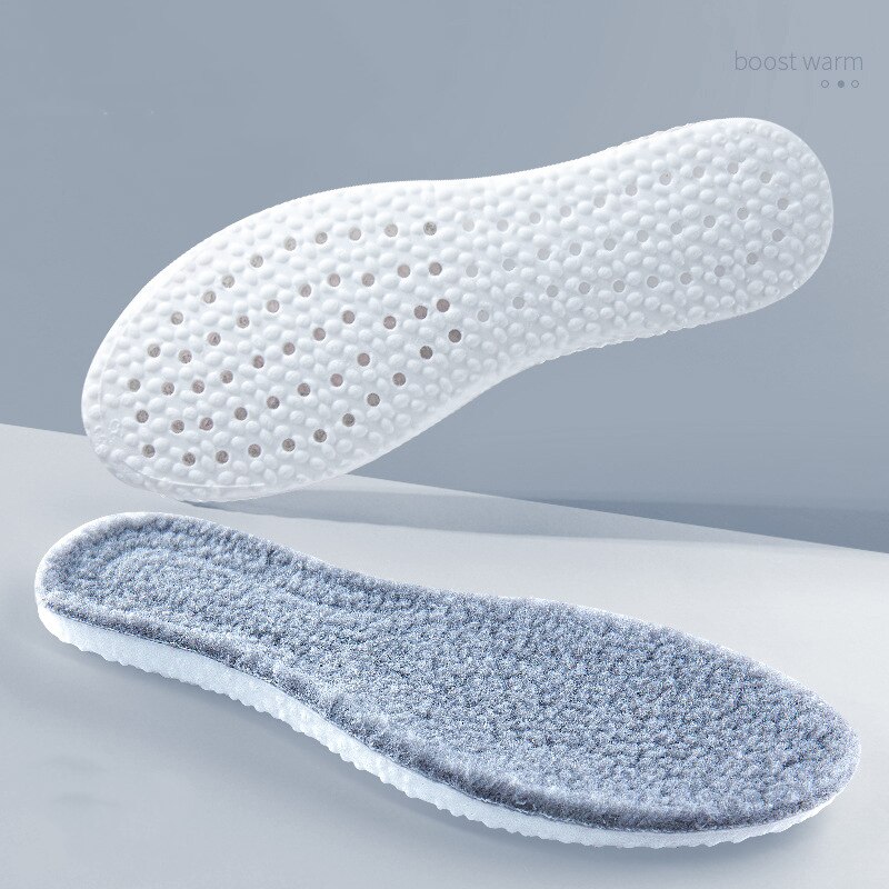 Women High Density Fluff Warm Soft Sport Insoles Female Men High Elasticity Good Shock Absorption Breathable Mesh Shoes Insert: Grey / 45-46