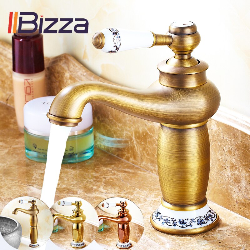 Bathroom Faucet Antique Bronze Basin Sink Solid Brass Vintage Style Single Handle Water Mixer Faucets