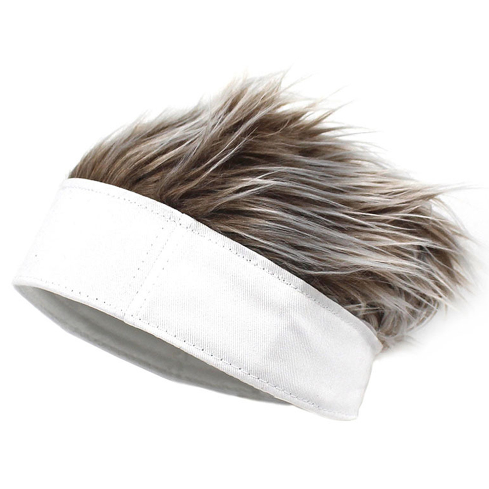 Mænd kvinder beanie paryk hat sjov kort hår cap åndbar blød til fest udendørs  fs99: Hvid kaffe