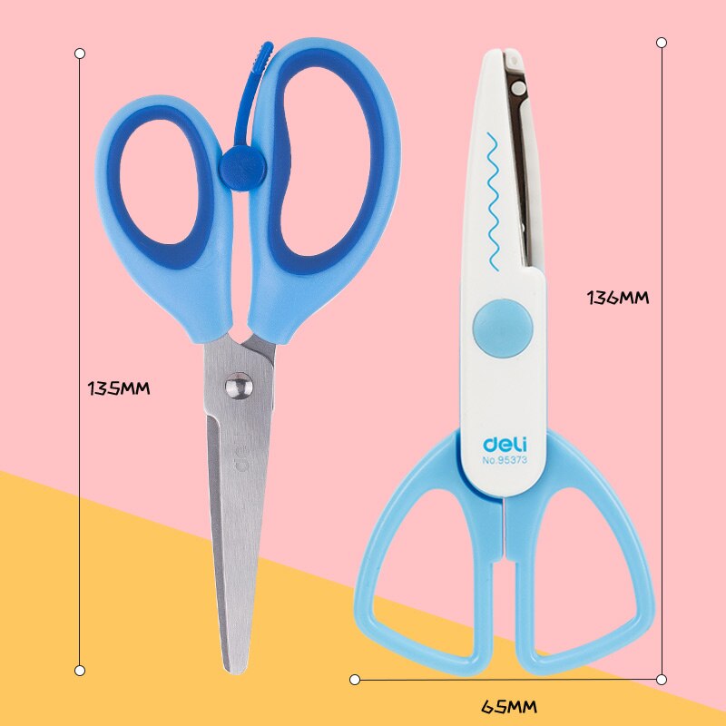 2 PCS Student Scissors Mini Safety Round Head Plastic Scissors Safety Kids Paper Cutting Small Scissors Baby Manual Art Scissors: 6077Set meal 9