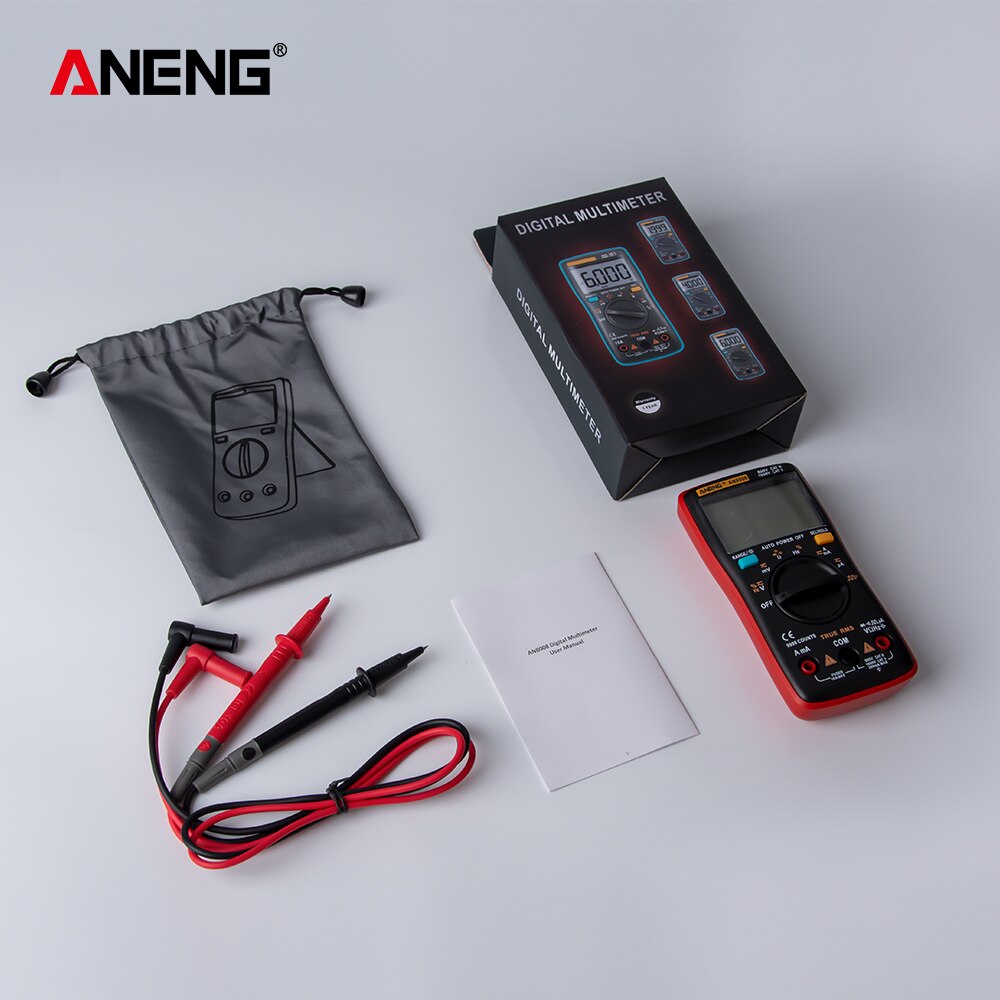 ANENG AN8008 Digital Multimeter 9999 counts True-RMS Square Wave Backlight AC DC Voltage Ammeter Current Ohm Auto/Manual: Red