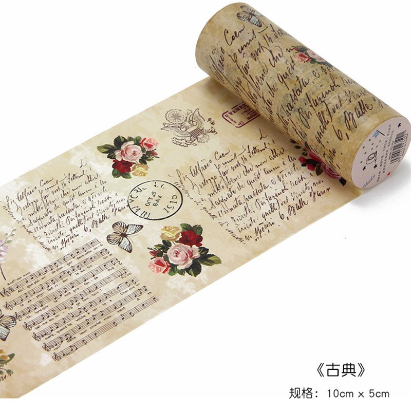 Retro engelsk tidning washi tejp vintage bred maskeringstejp dekorativ tejp klistermärke scrapbooking dagbok brevpapper