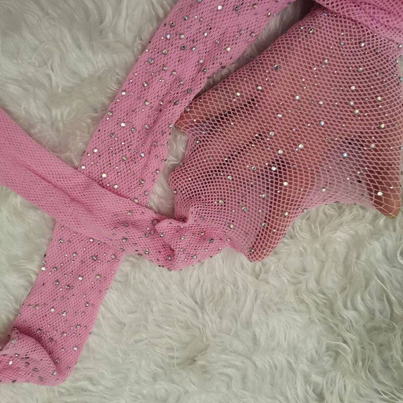 sexy glitter liten mesh tynn strømpebukse kvinner individualitet skinnende nettingtights selger godt: Rosa
