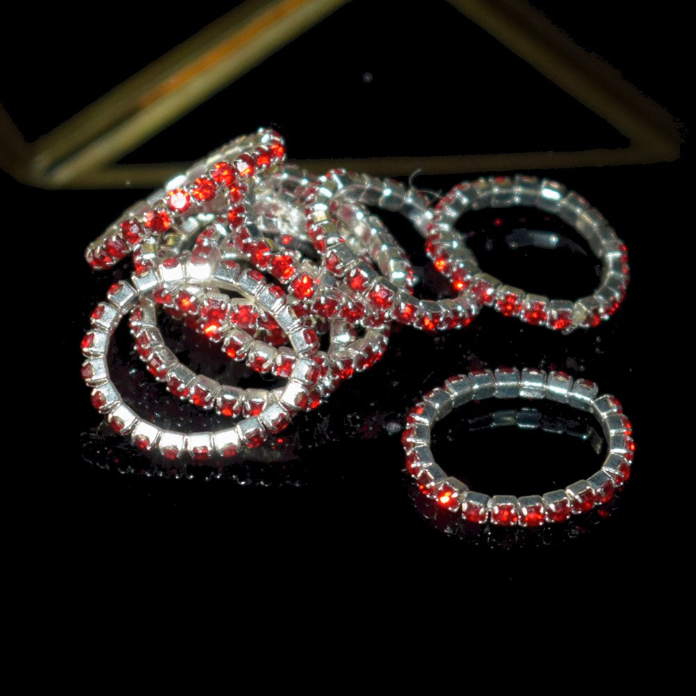 10 stück koreanische Ausführung mehrfarbige strassringe für damen, 1 reihe gemischtfarbiger kristallringe, dehnbarer kristallring, zehenring, partyschmuck: Jz-verrotten