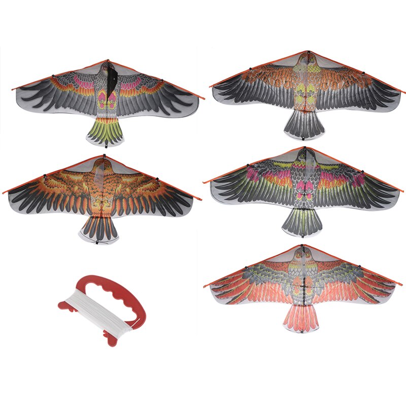 1M Platte Eagle Kite Met 30 Meter Kite Lijn Kinderen Vliegende Vogel Vliegers Windzak Outdoor Speelgoed Tuin Doek Speelgoed voor Kids