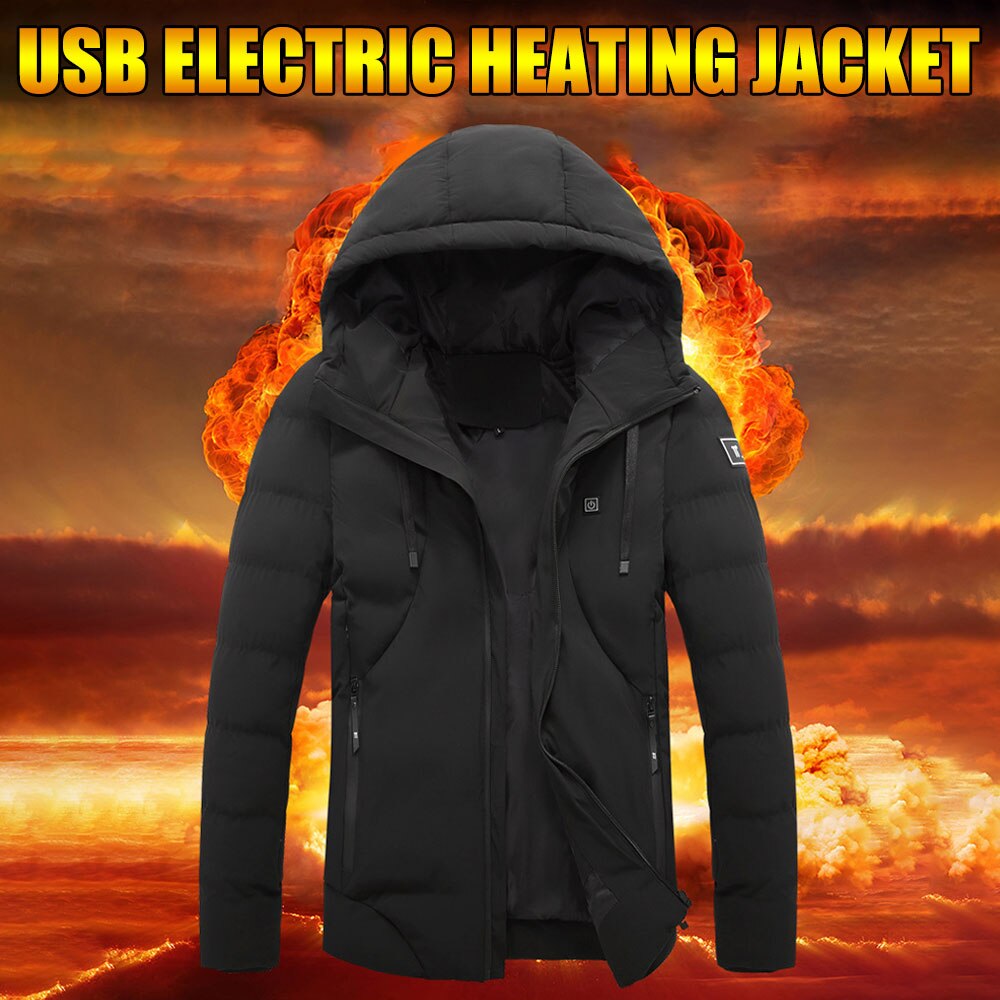 NWE-chaquetas de invierno cálidas con USB para hombre, termostato inteligente de Color puro con capucha, ropa calefactable, impermeables,