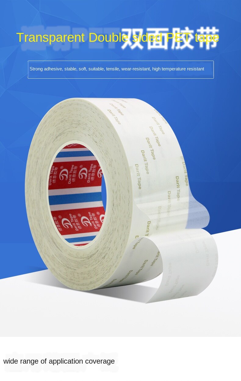 Ruban adhésif Transparent Double face en PET pour peinture diamant, sans piste, résistant aux hautes températures, Ultra-mince, électronique