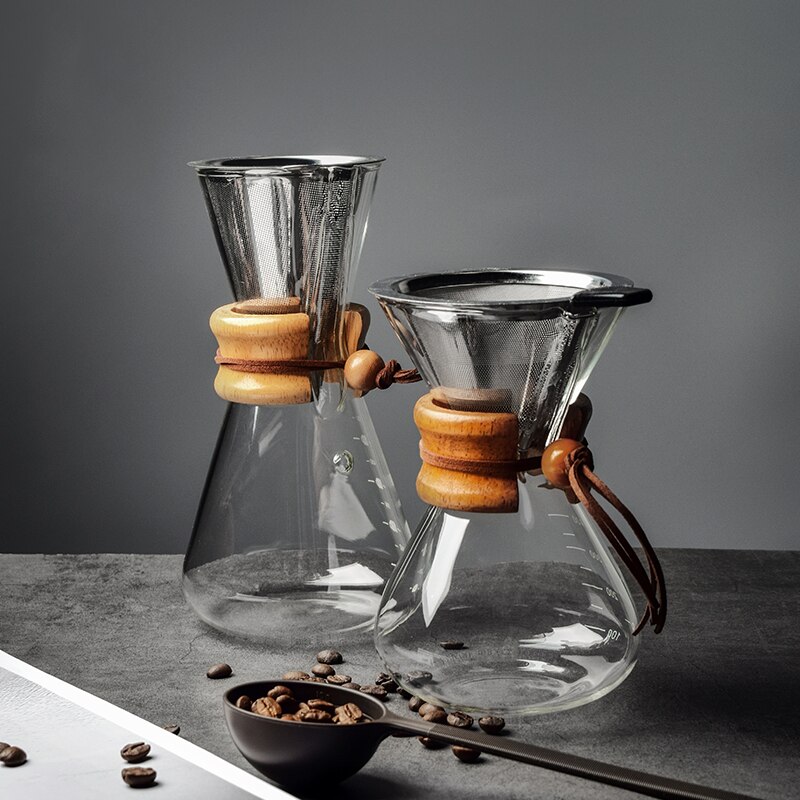 400/600ML High-borosilicate Glass Pour-over Coffee Pots Manual Drip Pot High Temperature Resistant Glass Coffee Maker Coffeeware