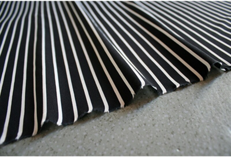 Halv meter sort stribe elastisk chiffonstof til kjole bukser skjorte pigetøj ikke gennemsigtig  t885: 6